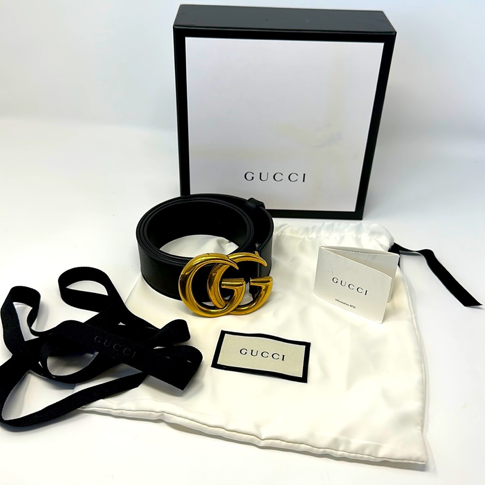 💯 Authentic Gucci GG Black Belt 75/30